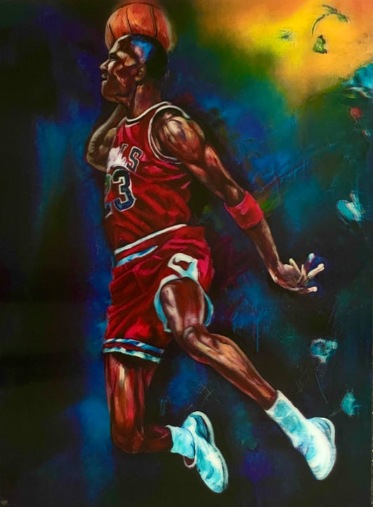 Micheal Jordan Dunk Oil Painting 3D Depth Poster