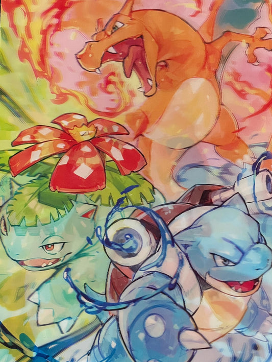 Pokemon Starter Evolutions 3D Flip Poster