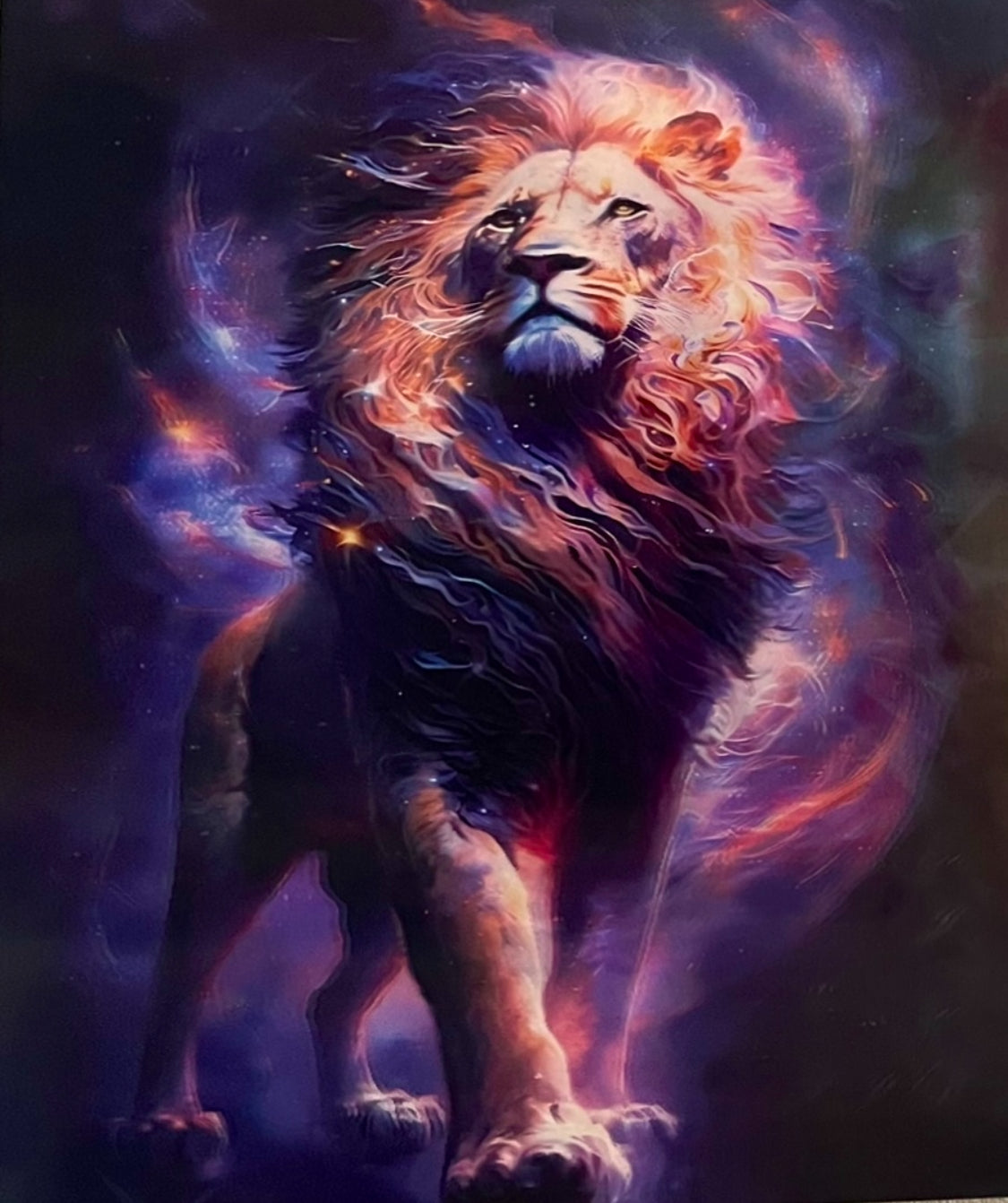 Fire & Space Lion 3D Flip Poster