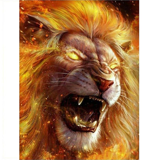 Fire & Space Lion 3D Flip Poster