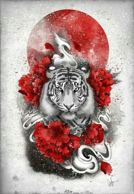 White Tiger & Koi Fish 3D Flip Poster