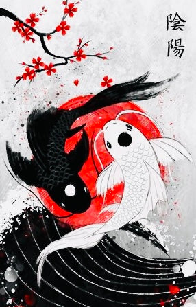 White Tiger & Koi Fish 3D Flip Poster