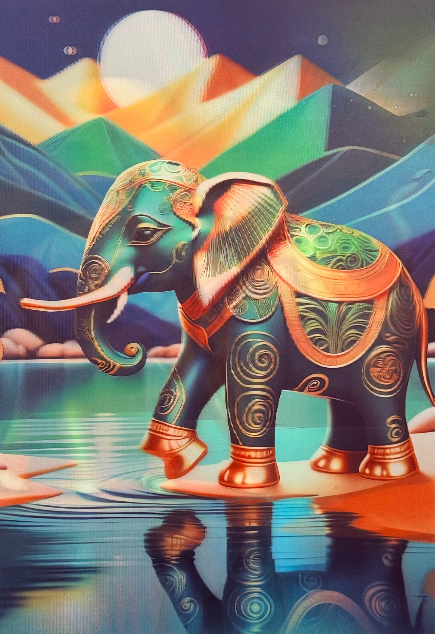 Golden Elephants 3D Flip Poster