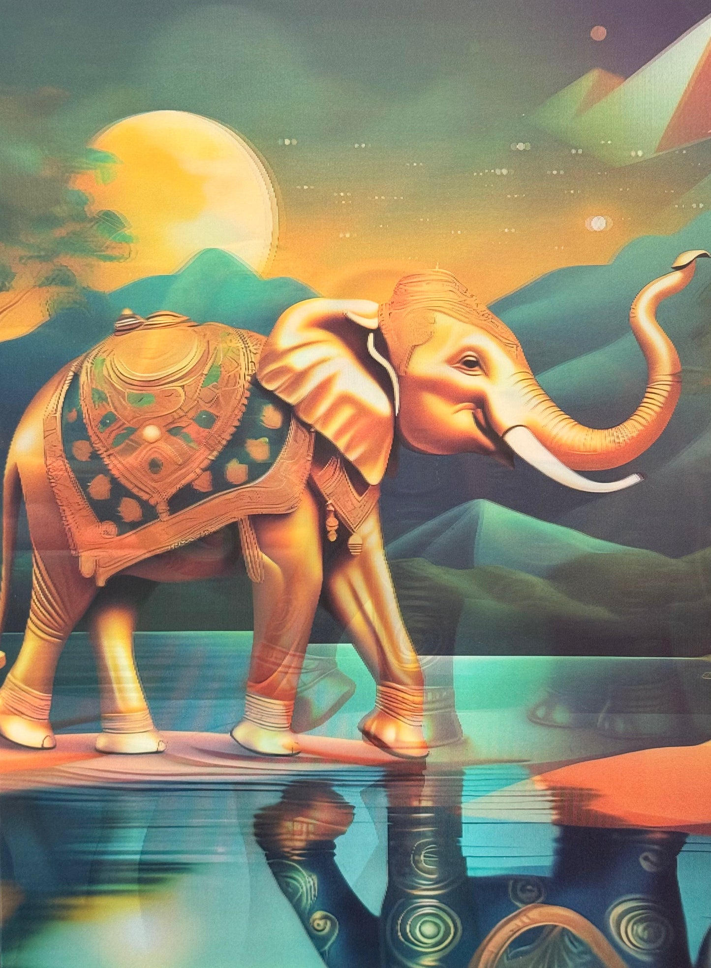 Golden Elephants 3D Flip Poster