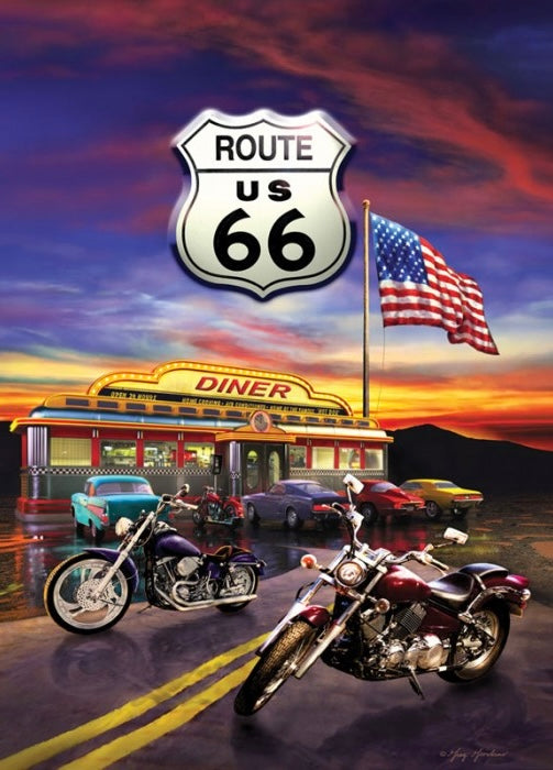 Eagle Riding Motorcycle & Route 66 3D Flip Poster