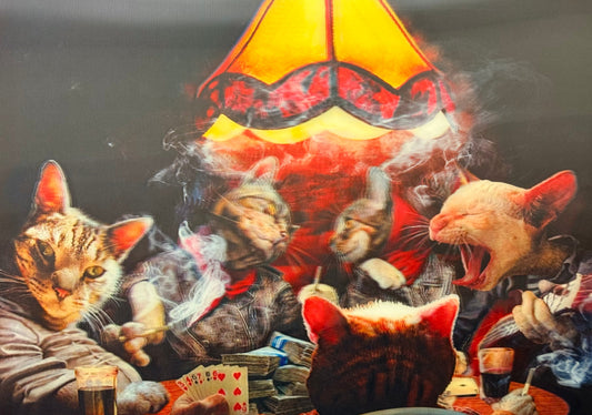 Cats Playing Poker 3D Depth Poster
