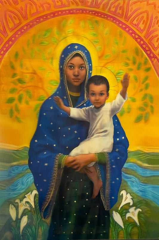 Mother Mary & Jesus Cross 3D Flip Poster