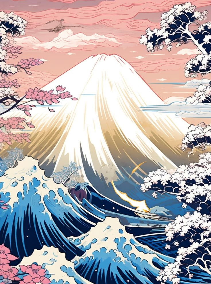 Japanese Tidal Wave 3D Flip Poster