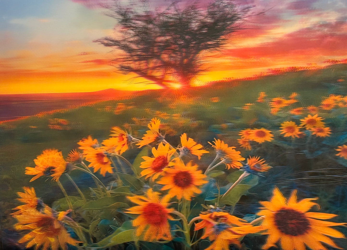 Sunflower Field 3D Flip Poster